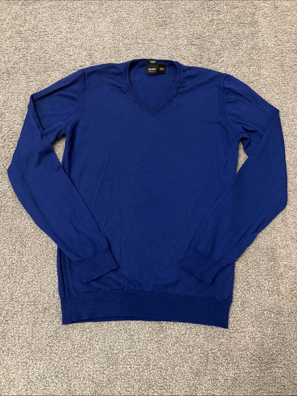 BOSS Men's V-Neck Sweater in Deep Blue size medium slim fit